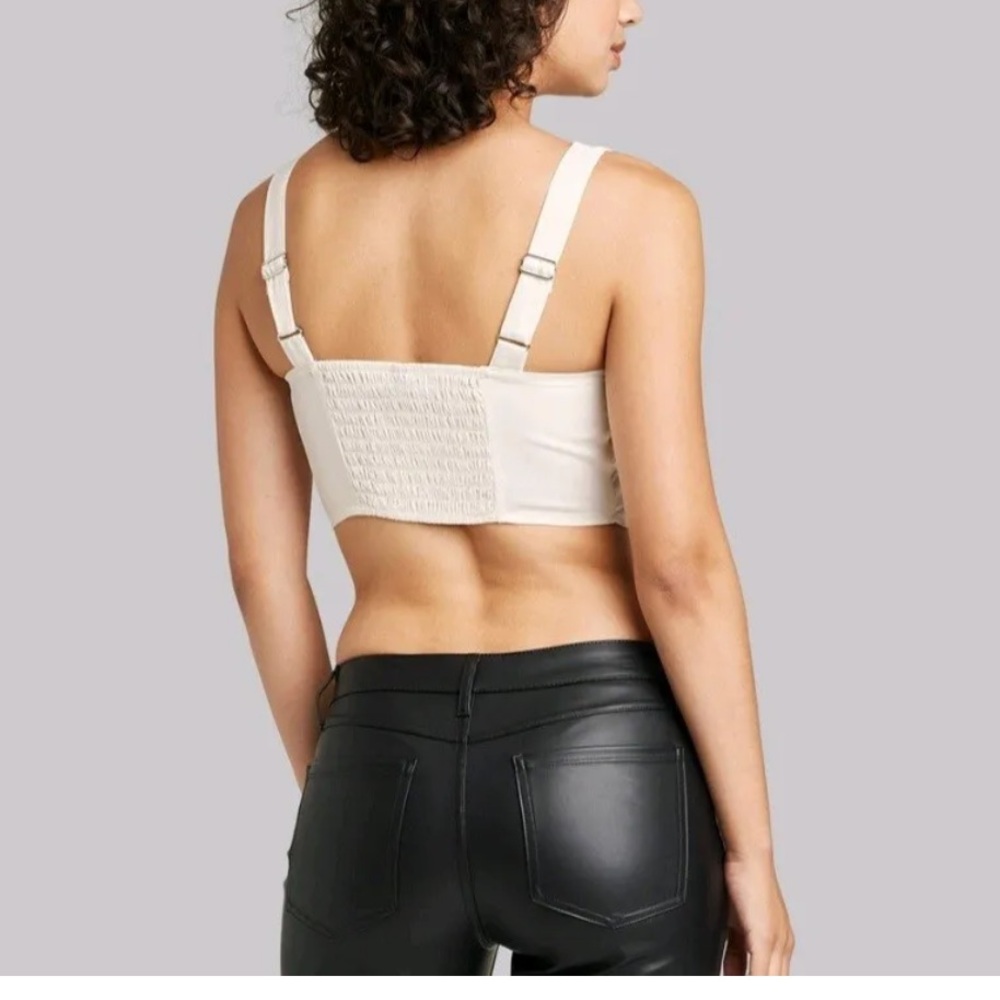 Wild Fable Rhinestone Corset Satin Tank Top Women's  Off-White NWT - Picture 3 of 5